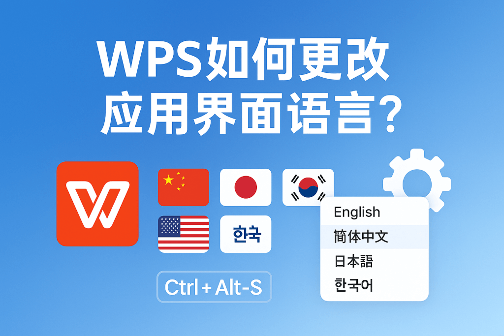 WPS Office多语言界面设置,支持中文、英文、日文、韩文等47种语言